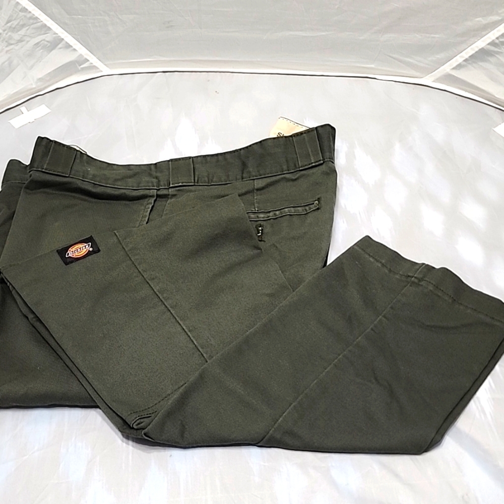DICKIES Green Work Pants Skinny Straight Mens 42x34  Pants Uniform Workwear
